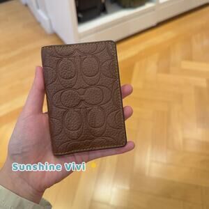 NWT Coach CCG00 Id License Credit Card Wallet Signature Leather VINTAGE BROWN